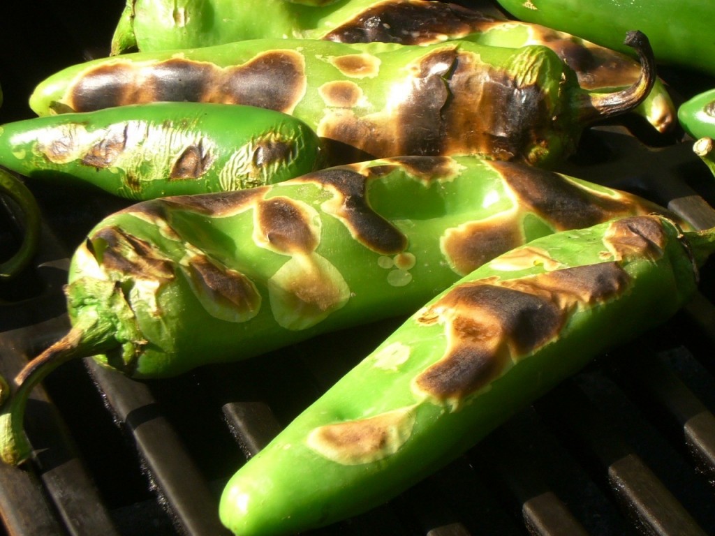 roasted hatch peppers closeup